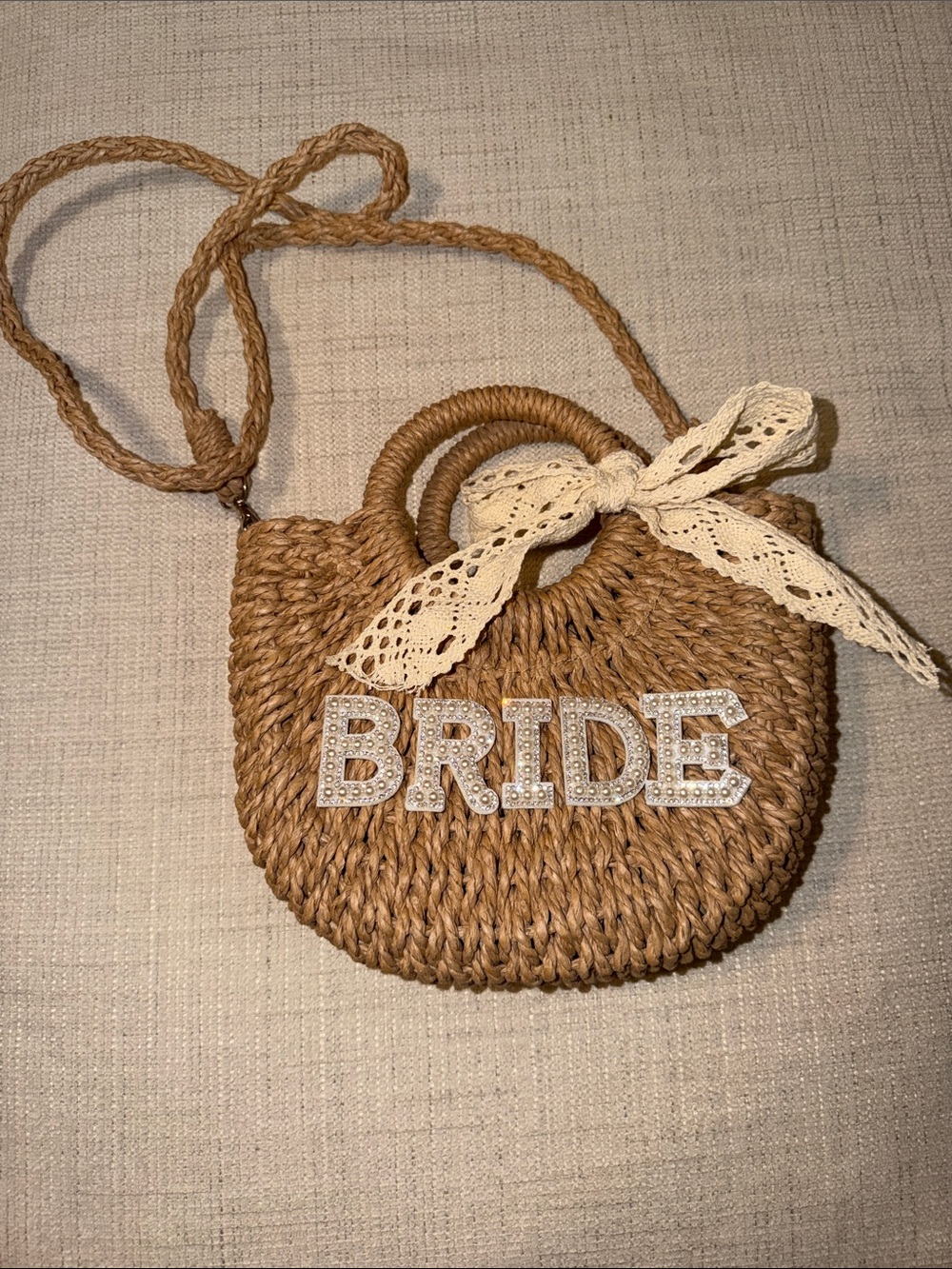 Woven Bride Straw Crossbody Bag